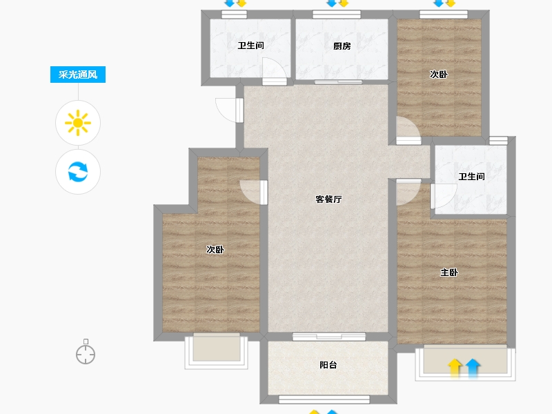 河北省-保定市-荣盛锦绣书苑-85.00-户型库-采光通风