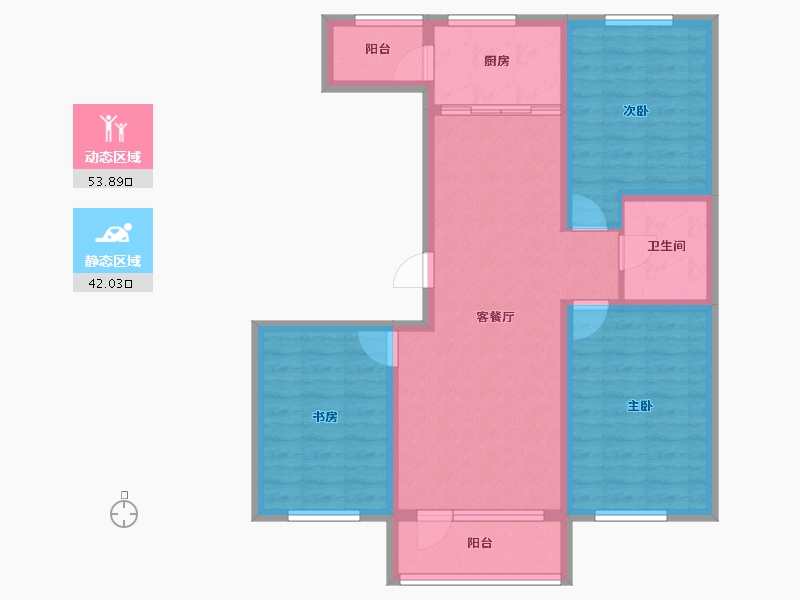 辽宁省-盘锦市-桃李源小区-85.12-户型库-动静分区