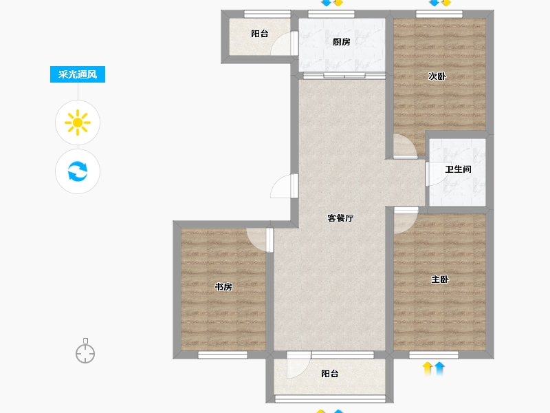 辽宁省-盘锦市-桃李源小区-85.12-户型库-采光通风