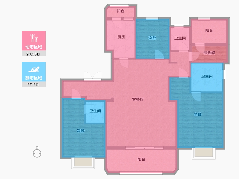 四川省-宜宾市-上海黄浦名门-135.00-户型库-动静分区