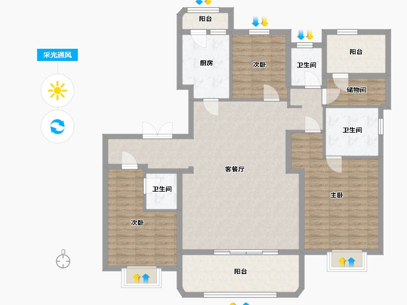 四川省-宜宾市-上海黄浦名门-135.00-户型库-采光通风