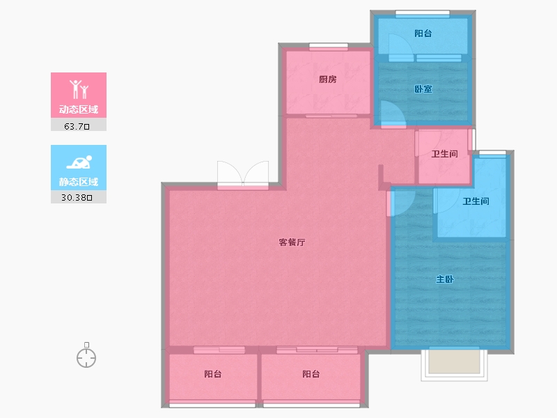 江苏省-扬州市-嘉年华唐悦-84.80-户型库-动静分区