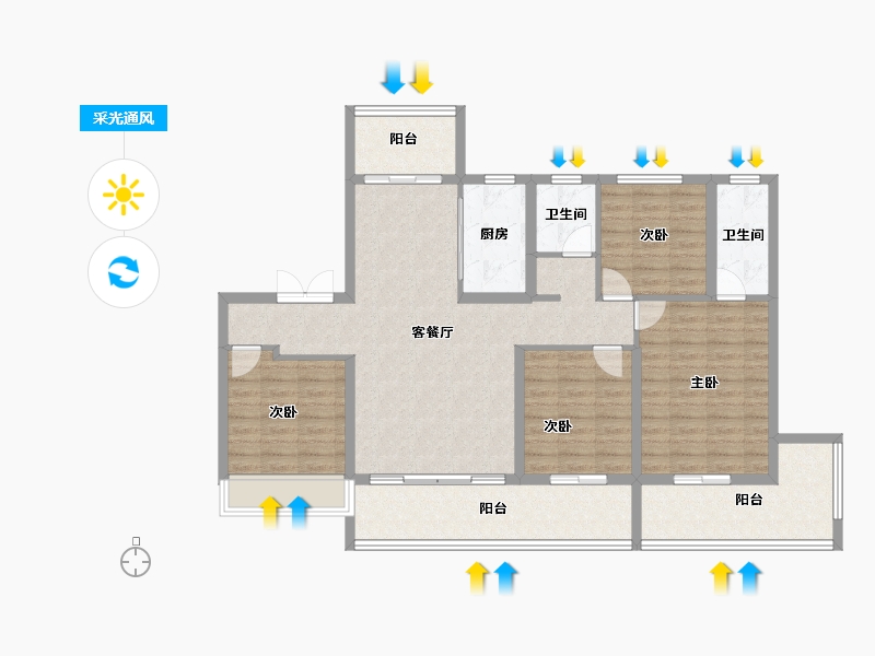 河南省-周口市-建业天悦-118.41-户型库-采光通风