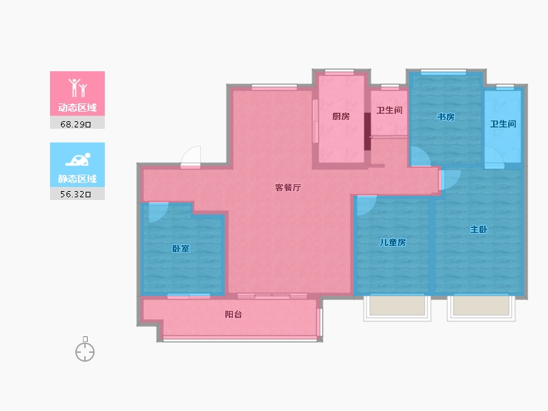 江苏省-扬州市-碧桂园望江府-112.00-户型库-动静分区