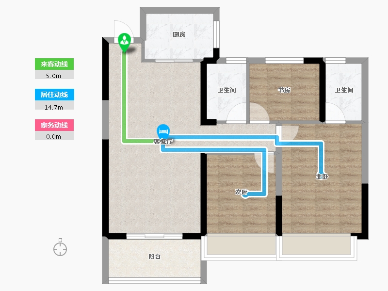 湖北省-荆门市-创鸿·书山美院-75.90-户型库-动静线