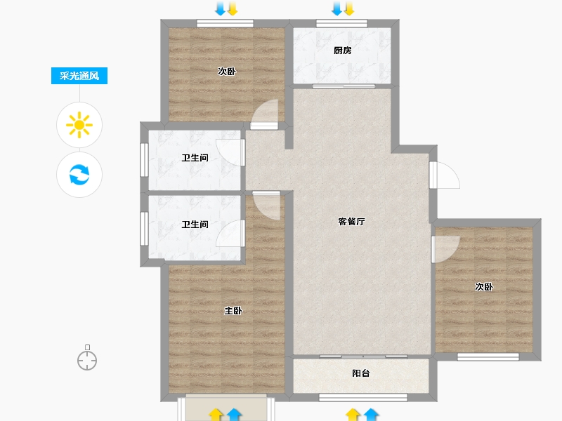 河北省-保定市-鹏渤印象城-96.63-户型库-采光通风