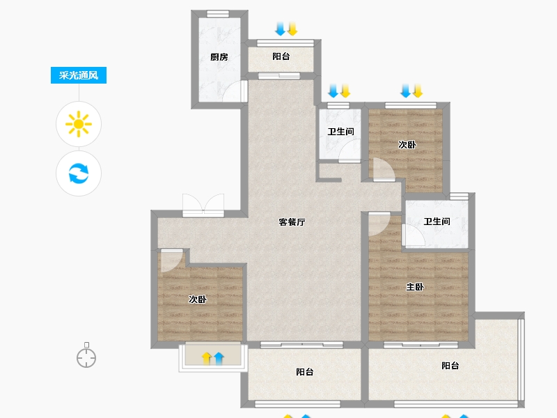 河南省-周口市-建业天悦-103.21-户型库-采光通风