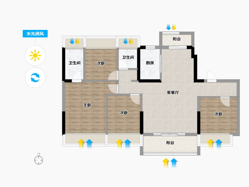 湖北省-荆门市-碧桂园翡翠公馆-94.09-户型库-采光通风