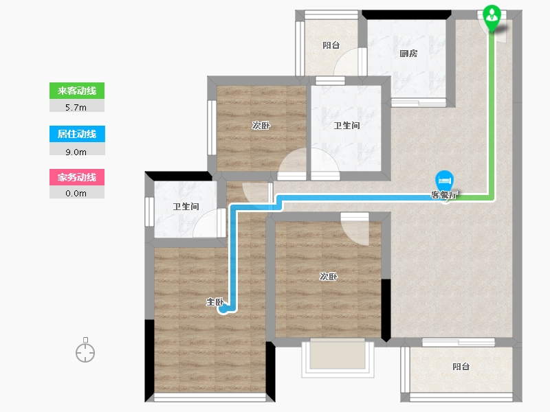 四川省-绵阳市-领地国际社区三期-76.02-户型库-动静线