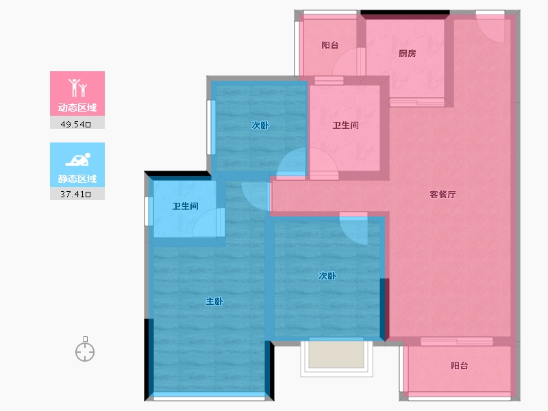 四川省-绵阳市-领地国际社区三期-76.02-户型库-动静分区