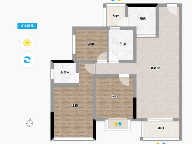 四川省-绵阳市-领地国际社区三期-76.02-户型库-采光通风