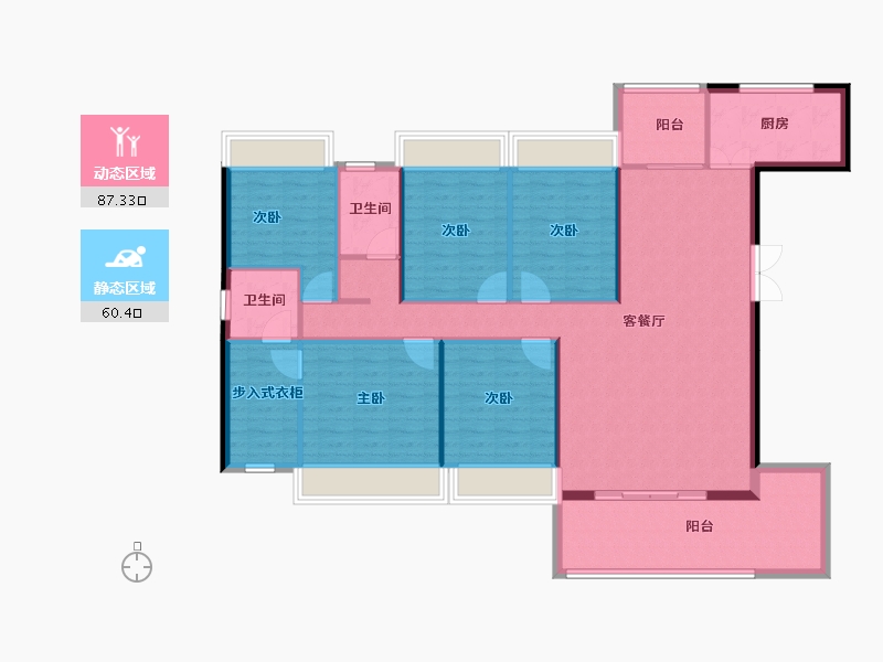 湖北省-咸宁市-城发鸣珂里-134.94-户型库-动静分区