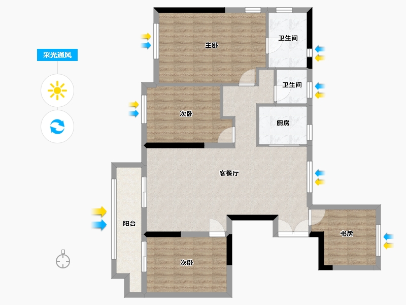 浙江省-温州市-永临壹号-117.00-户型库-采光通风