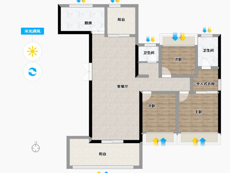 湖北省-咸宁市-城发鸣珂里-106.48-户型库-采光通风