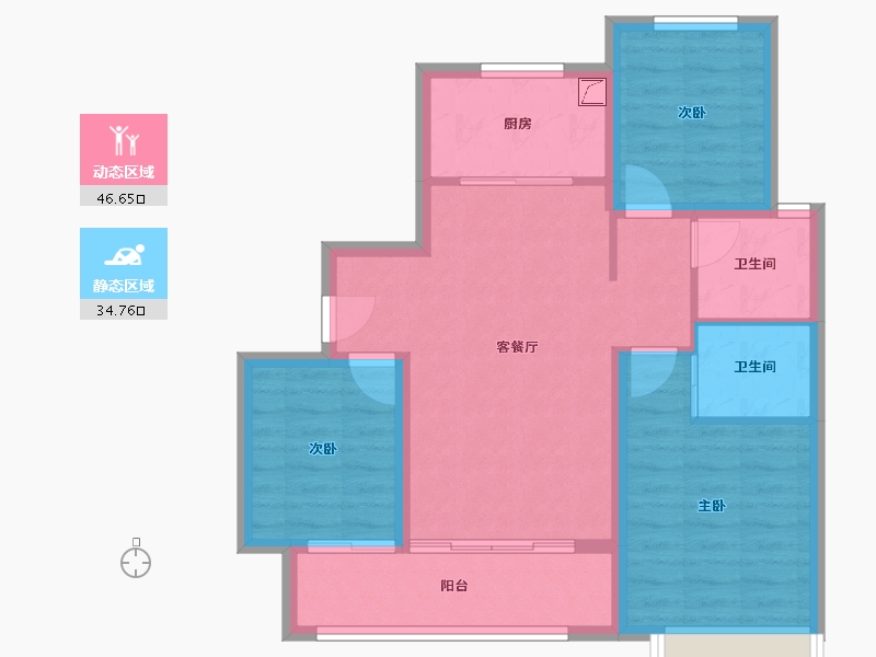 河北省-唐山市-锦绣天樾-72.45-户型库-动静分区