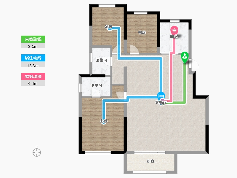 辽宁省-营口市-龙城嘉景-111.99-户型库-动静线