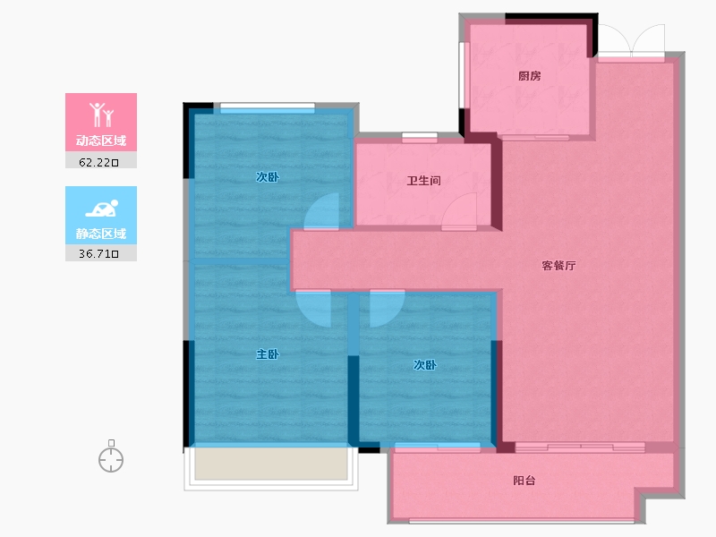 湖北省-荆门市-荆门新鸥鹏教育城·哈佛公馆-90.14-户型库-动静分区