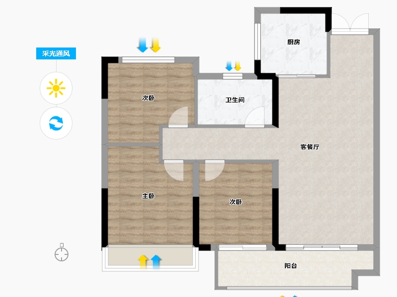 湖北省-荆门市-荆门新鸥鹏教育城·哈佛公馆-90.14-户型库-采光通风