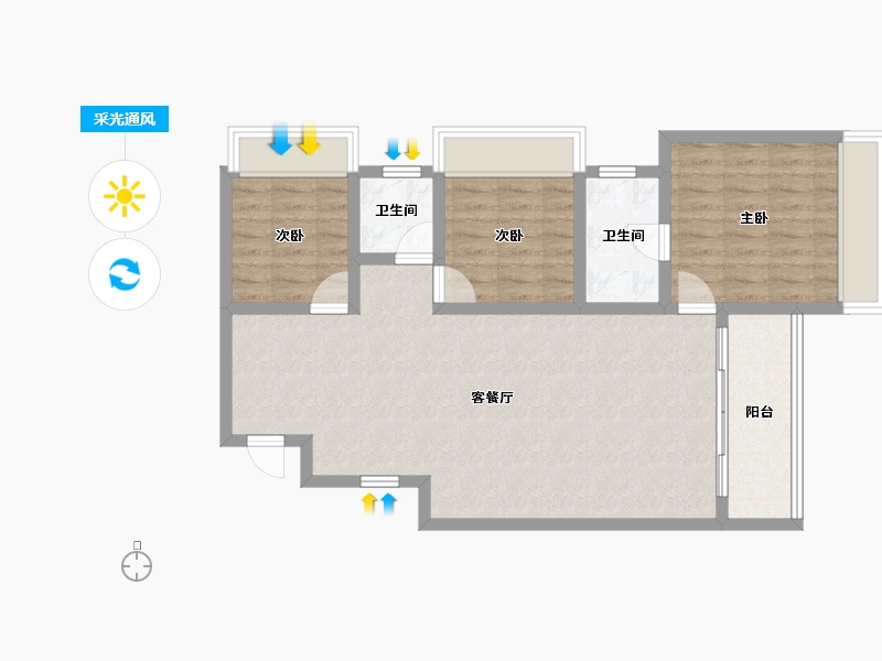 四川省-绵阳市-领地城-81.38-户型库-采光通风