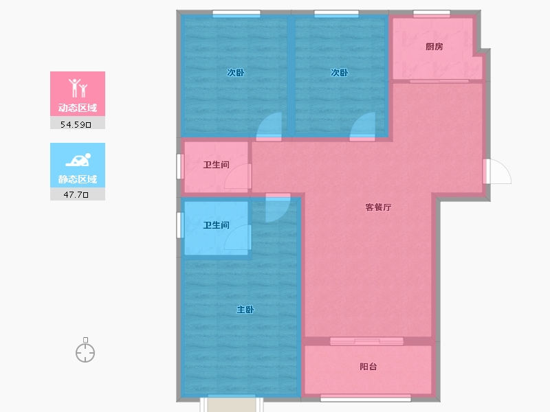 河北省-邢台市-兰德庭院-91.45-户型库-动静分区