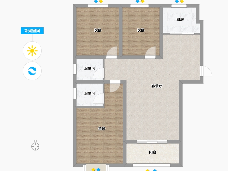 河北省-邢台市-兰德庭院-91.45-户型库-采光通风