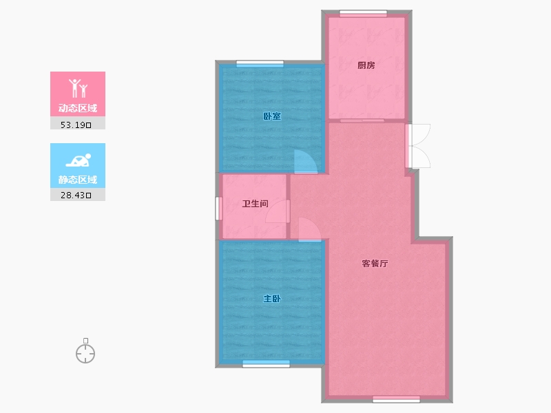 黑龙江省-齐齐哈尔市-黄金海岸-85.00-户型库-动静分区