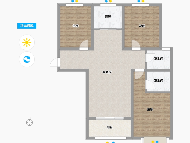 河北省-邢台市-兰德庭院-87.84-户型库-采光通风