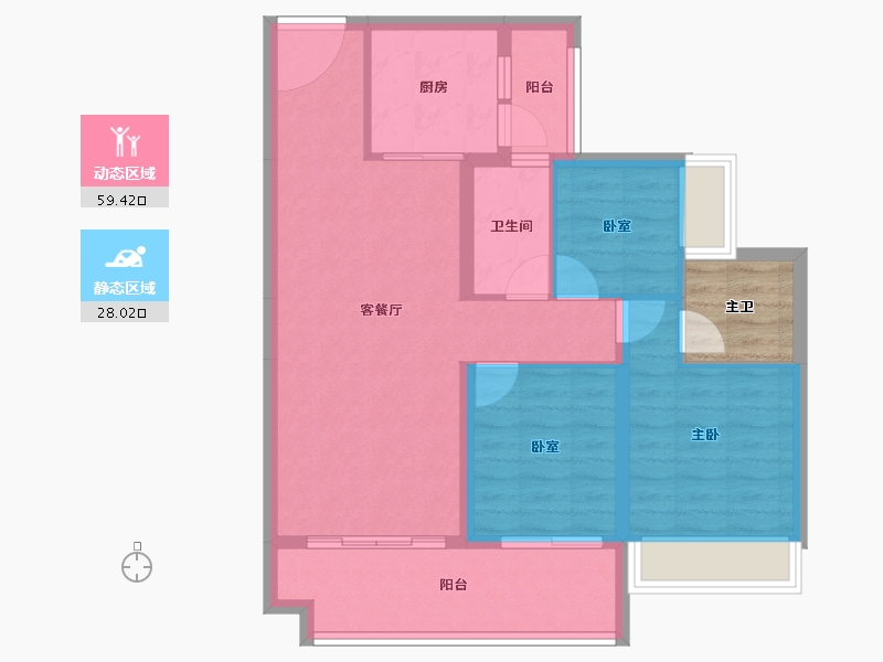 广东省-河源市-碧桂园凤凰上城-82.24-户型库-动静分区