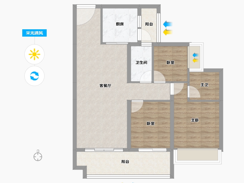 广东省-河源市-碧桂园凤凰上城-82.24-户型库-采光通风