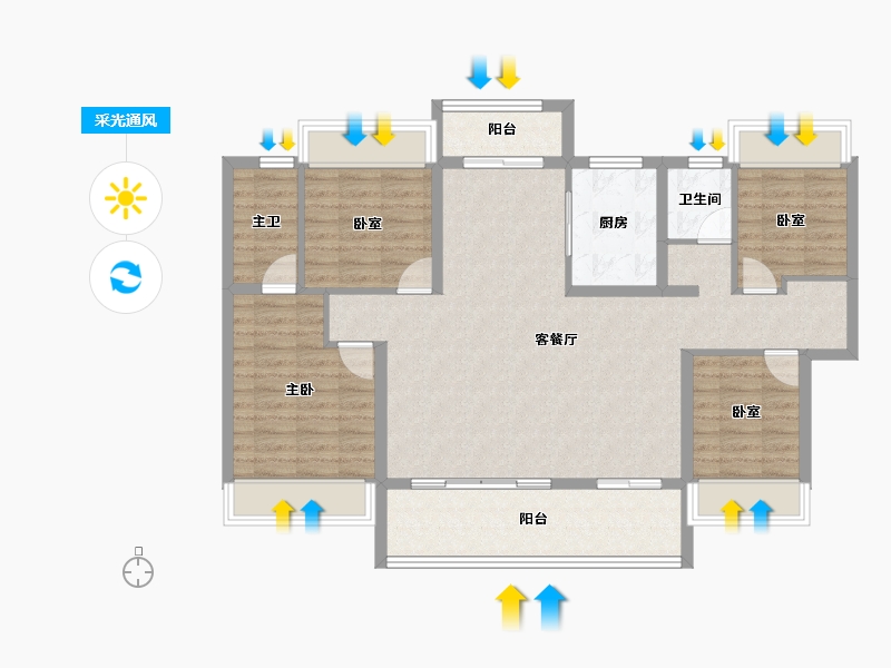 广东省-河源市-碧桂园凤凰上城-106.20-户型库-采光通风