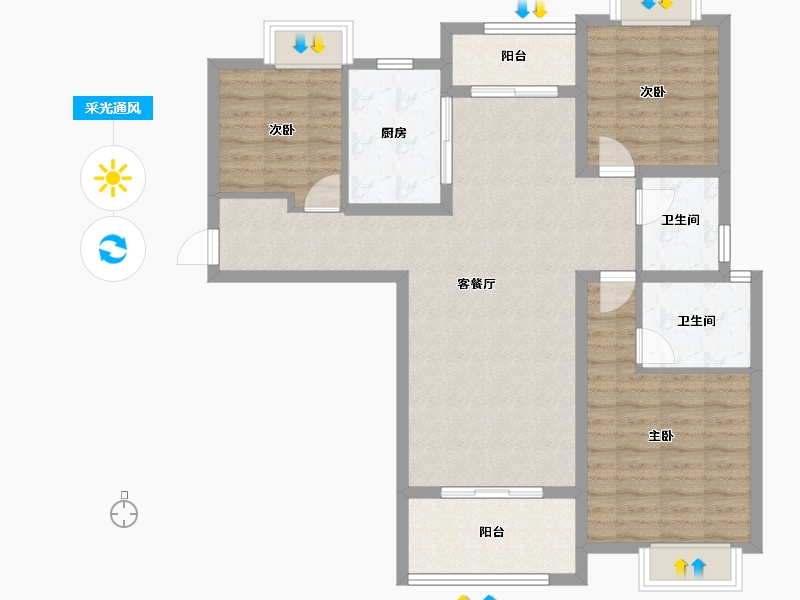 湖北省-荆门市-岚光·瑞丽湾-97.39-户型库-采光通风