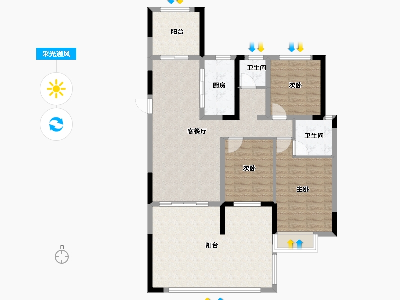 湖南省-湘西土家族苗族自治州-凤凰大唐领御-106.70-户型库-采光通风