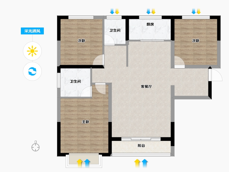 甘肃省-定西市-宏安壹品-95.17-户型库-采光通风