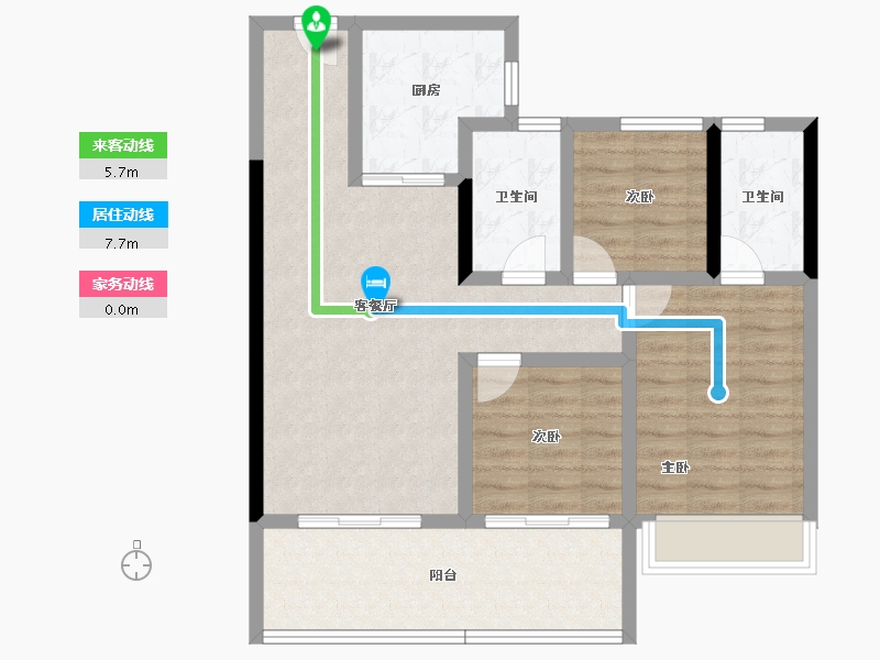 云南省-玉溪市-环球融创蔚蓝城-85.02-户型库-动静线