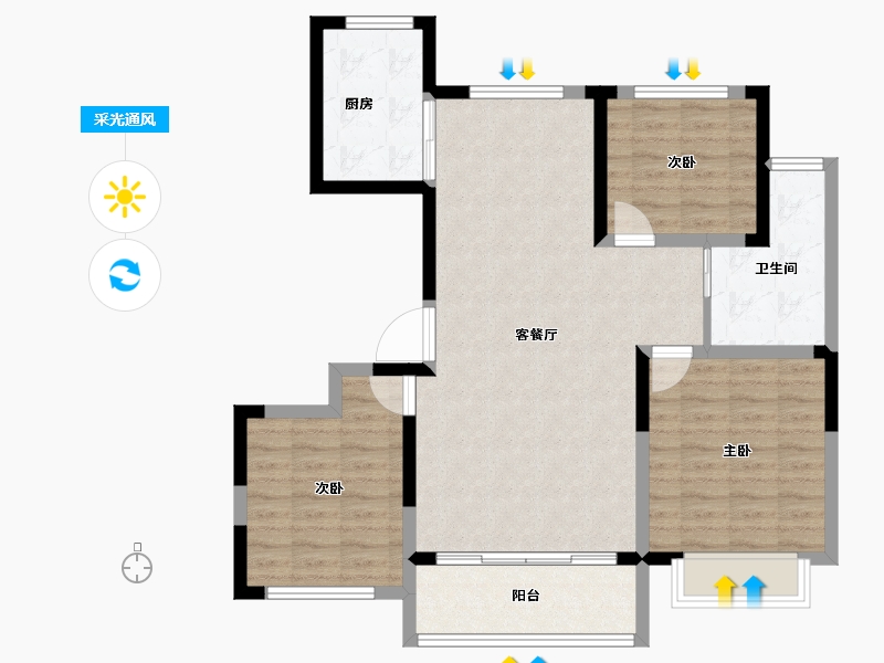 甘肃省-定西市-福门新天地-90.18-户型库-采光通风