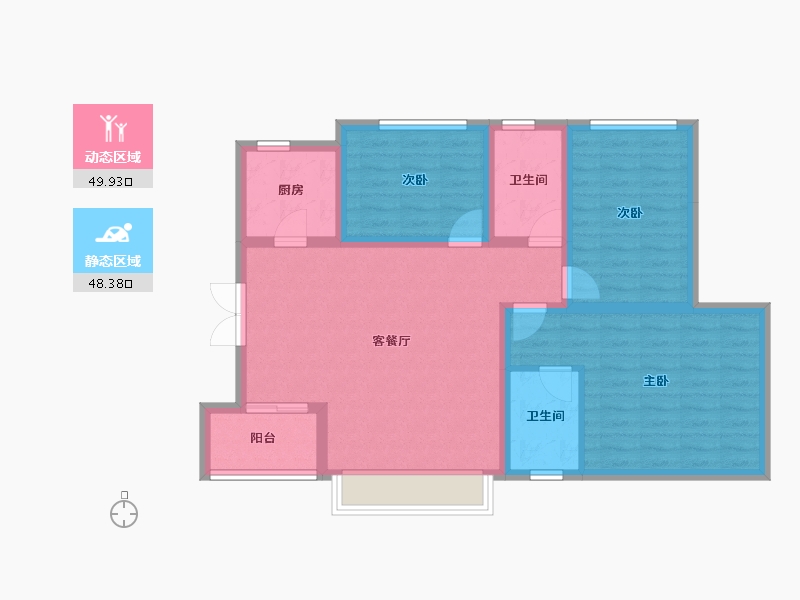 四川省-资阳市-博邦紫韵东城-87.70-户型库-动静分区