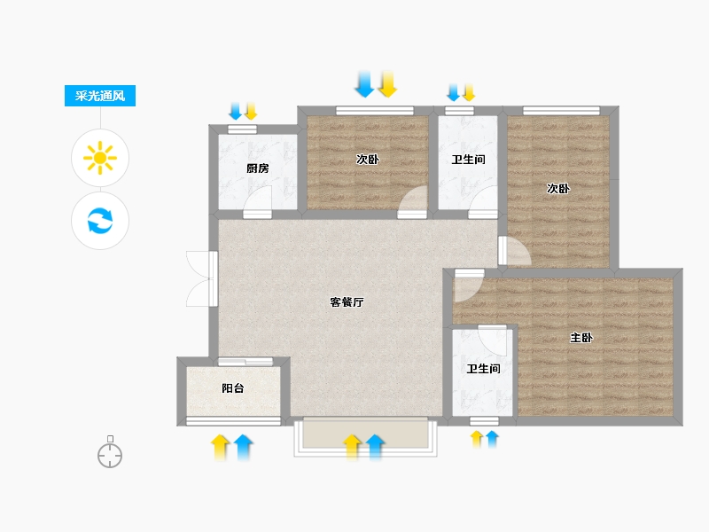 四川省-资阳市-博邦紫韵东城-87.70-户型库-采光通风