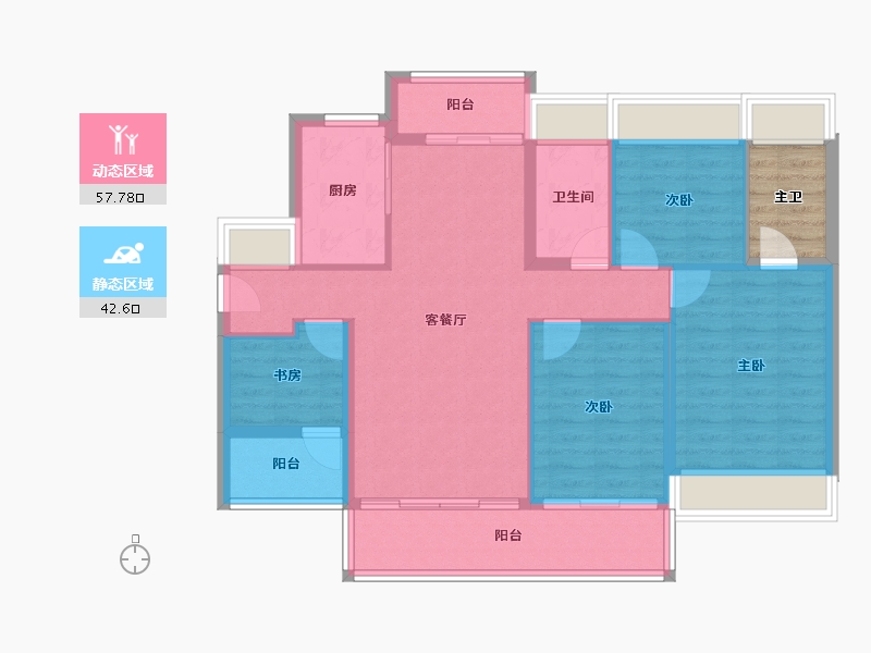 广东省-河源市-龙光玖云臺-94.33-户型库-动静分区