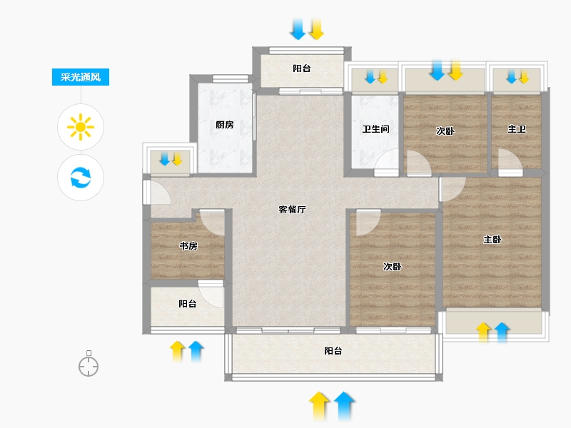 广东省-河源市-龙光玖云臺-94.33-户型库-采光通风