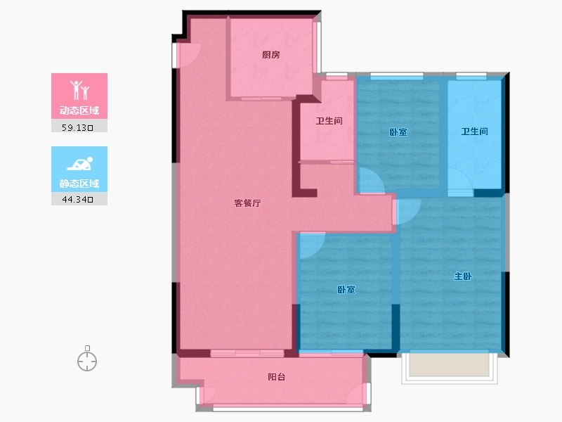 江苏省-扬州市-世茂金业璀璨铂湾-92.80-户型库-动静分区