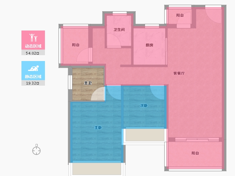 广东省-河源市-龙光玖云臺-69.02-户型库-动静分区