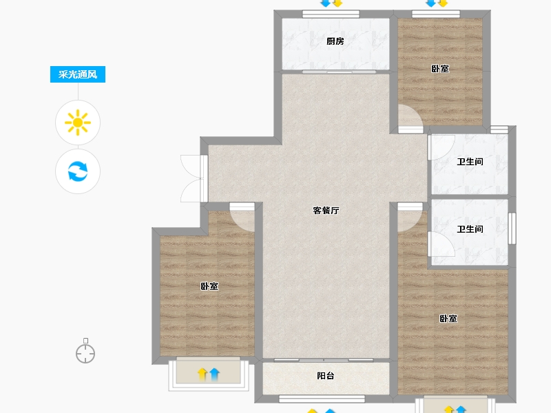 甘肃省-定西市-宏安壹品-96.89-户型库-采光通风