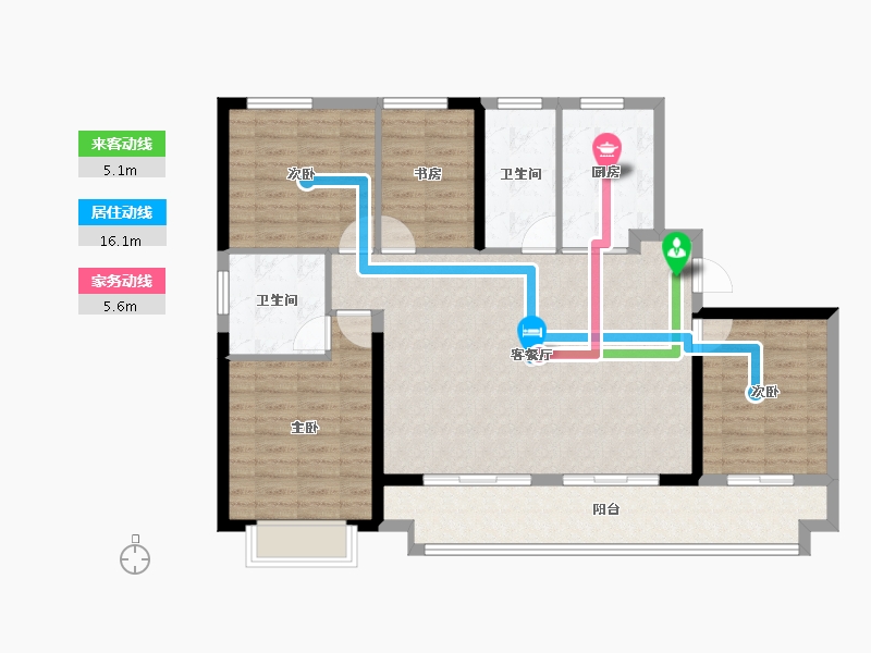 湖北省-荆门市-世茂长投龙山中央商务区-111.00-户型库-动静线