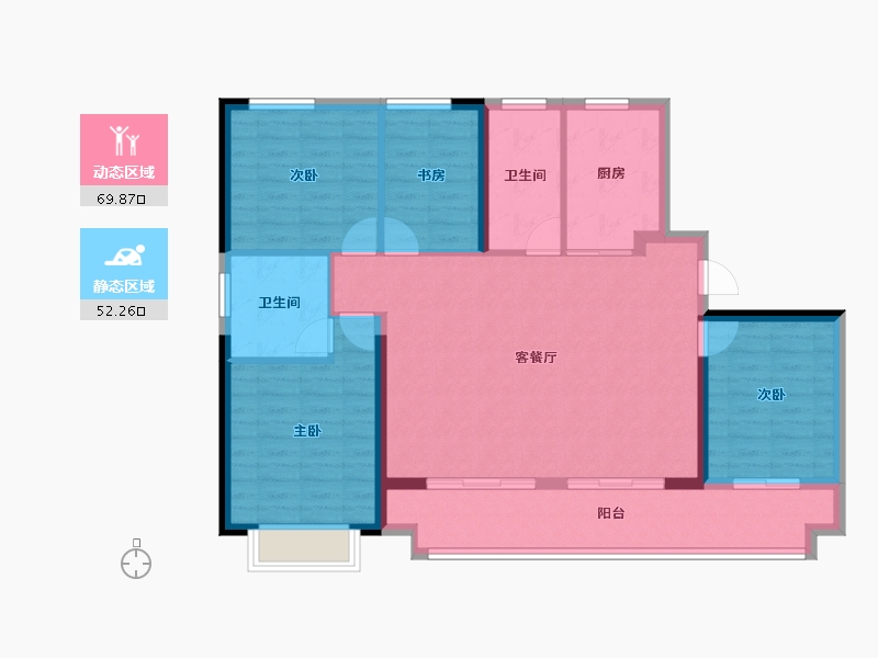 湖北省-荆门市-世茂长投龙山中央商务区-111.00-户型库-动静分区