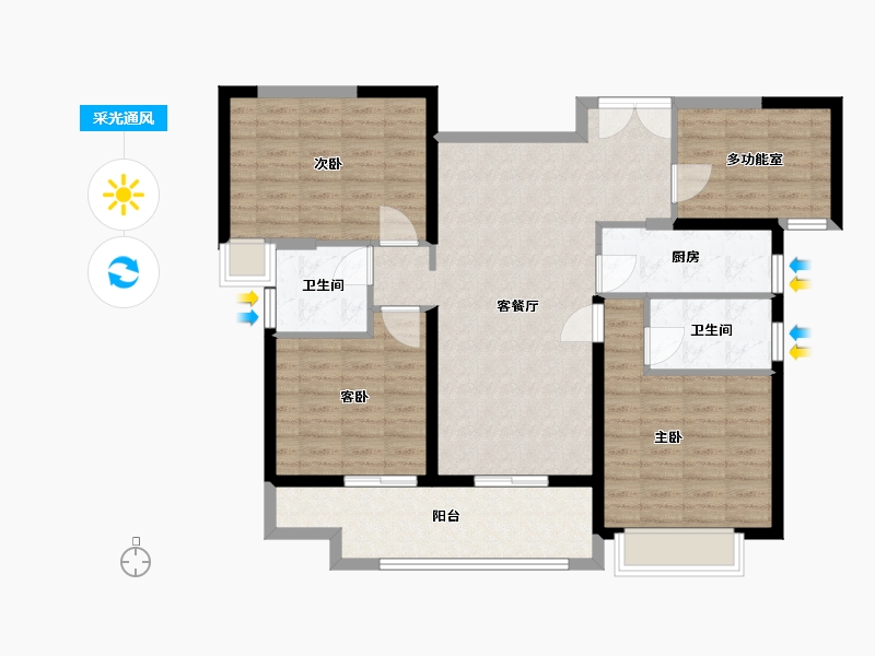 湖南省-长沙市-时代梅溪领峰-108.00-户型库-采光通风