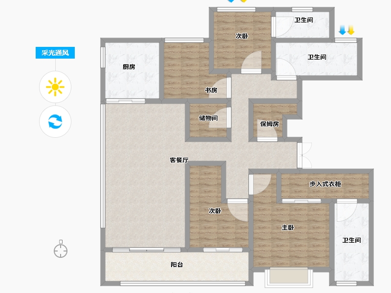 浙江省-衢州市-绿城城投礼贤未来社区-150.40-户型库-采光通风