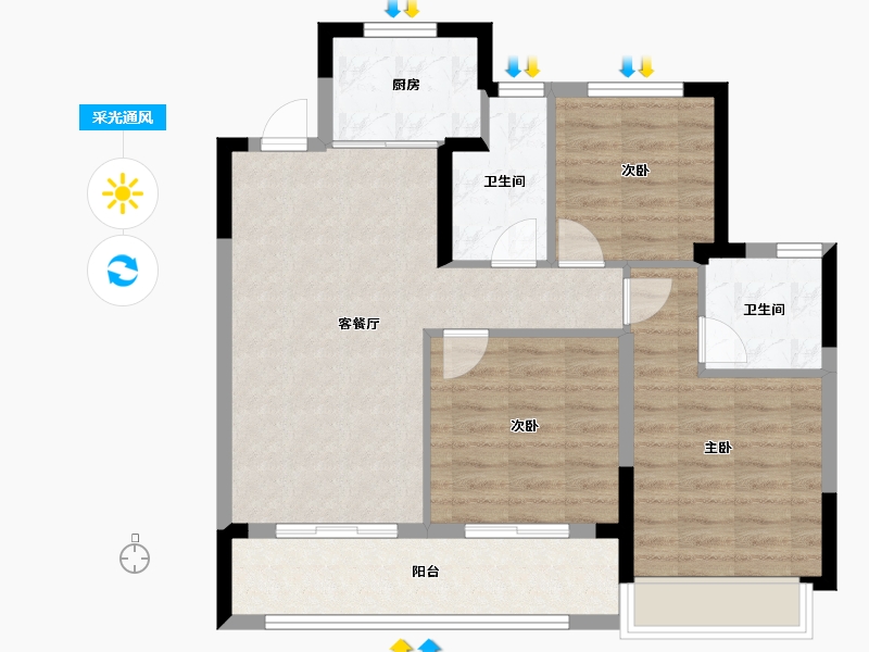 浙江省-丽水市-碧桂园云境-80.02-户型库-采光通风