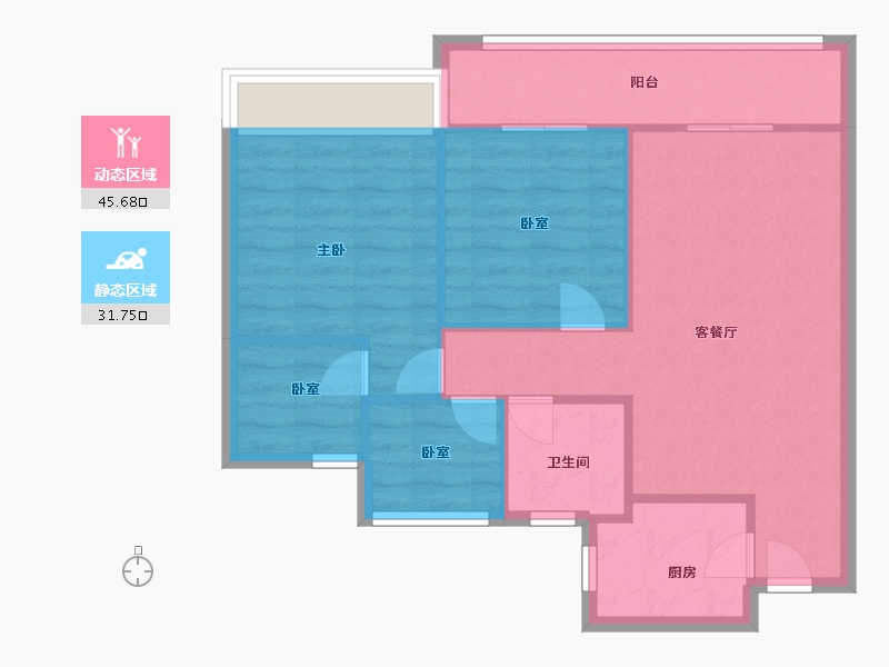 浙江省-杭州市-印象苕溪-69.99-户型库-动静分区