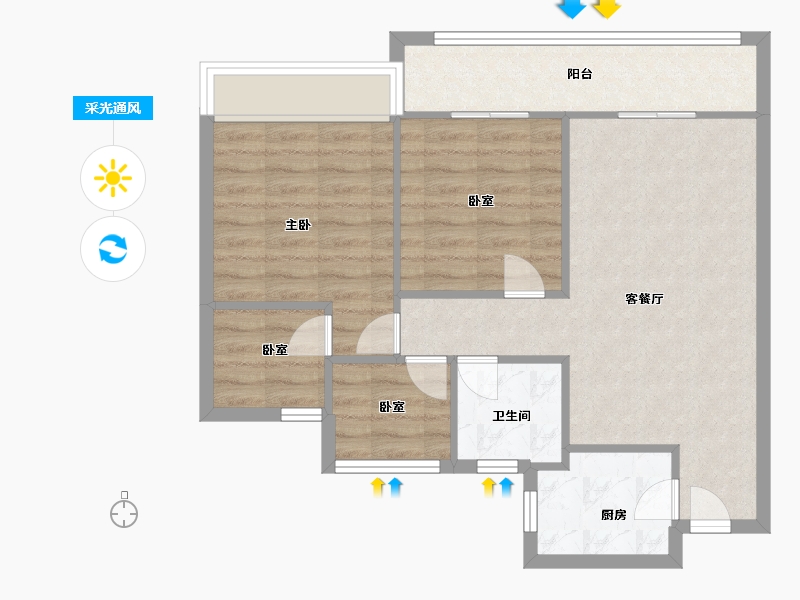 浙江省-杭州市-印象苕溪-69.99-户型库-采光通风