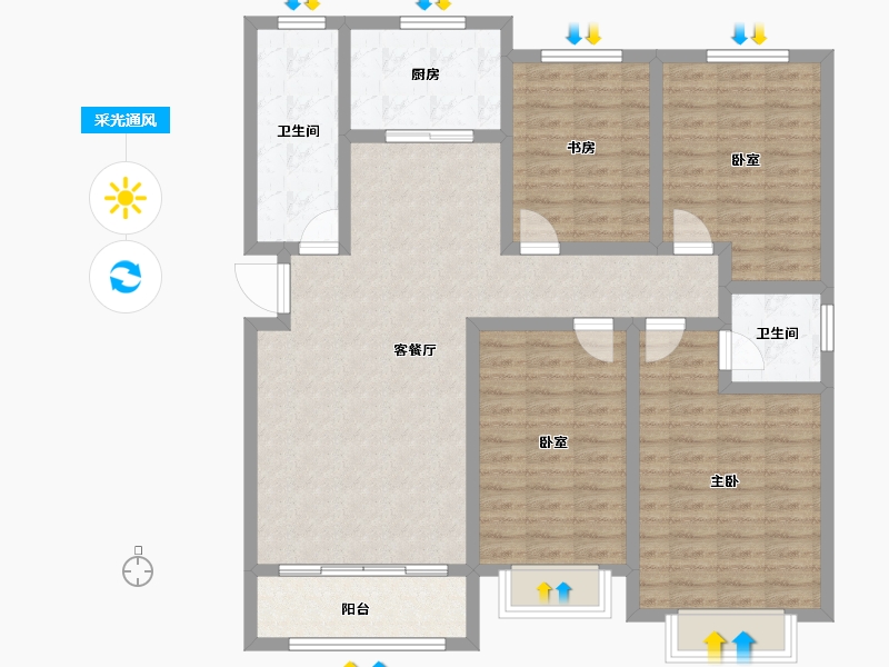 甘肃省-定西市-润嘉国际C区-118.20-户型库-采光通风